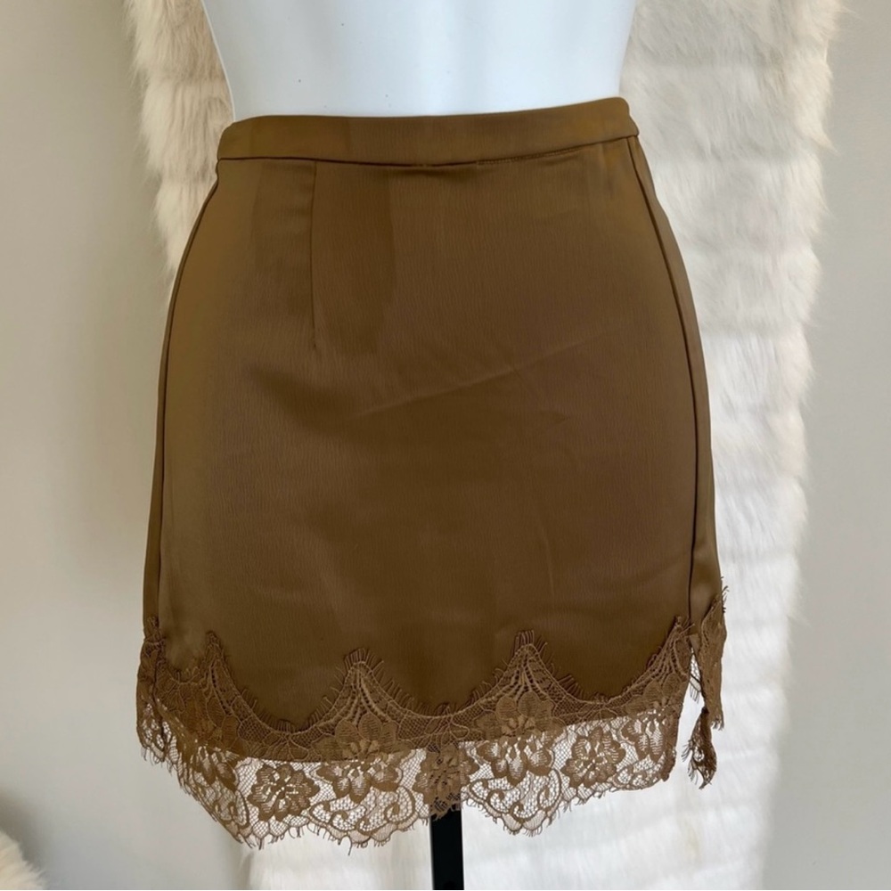 Urban Outfitters Brown Lace Mini Skirt